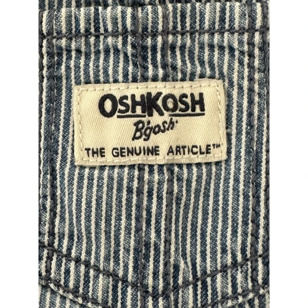 OSHKOSH b'gosh Bib Overall Blue Striped Railroad‎ Vestbak 12 Months